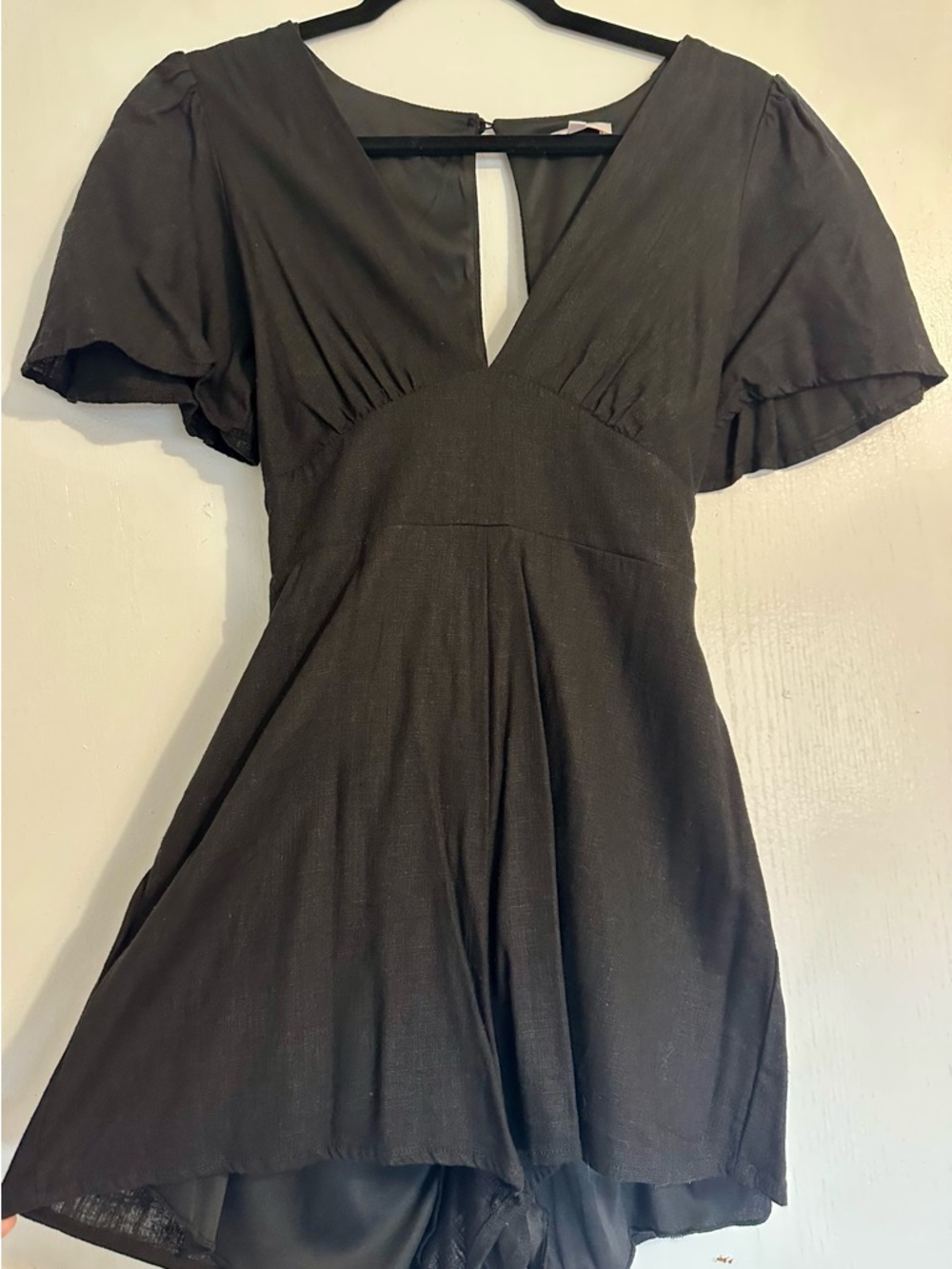 GB girls Black V-Neck Flutter Sleeve Mini Dress